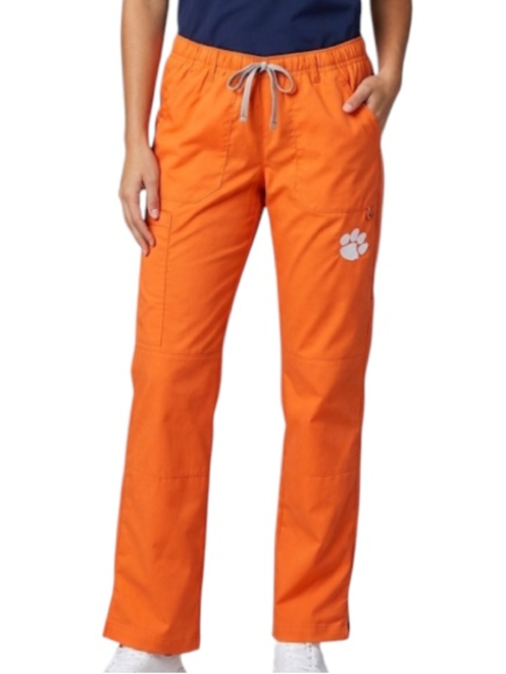 NWT Clemson University Official Scrub Pants Orange Cargo Drawstring XL